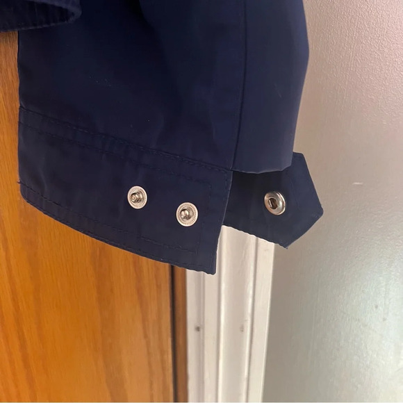 Banana Republic Navy Blue Windbreaker Jacket Coat Silver Hardware XL Preppy - Picture 4 of 10